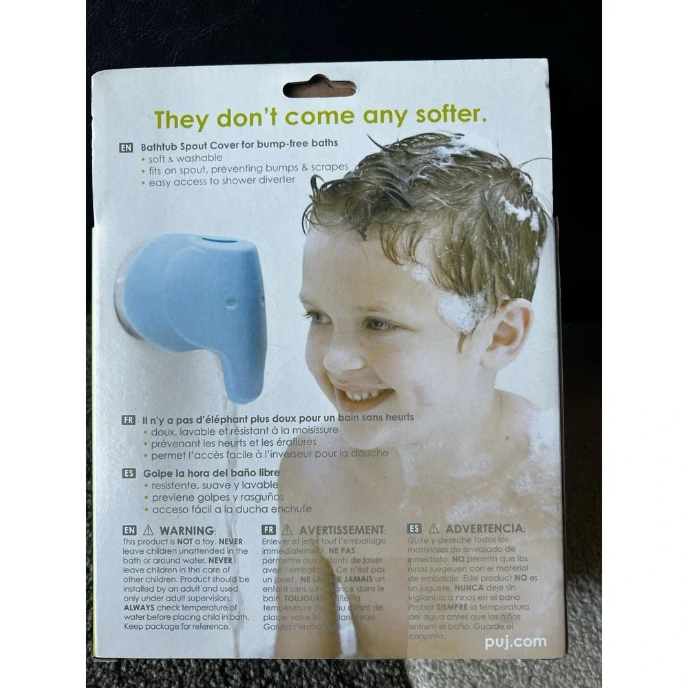 Puj Snug Ultra Soft Spout Cover for Baby Safe Bath Time Fun White Elephant Trunk